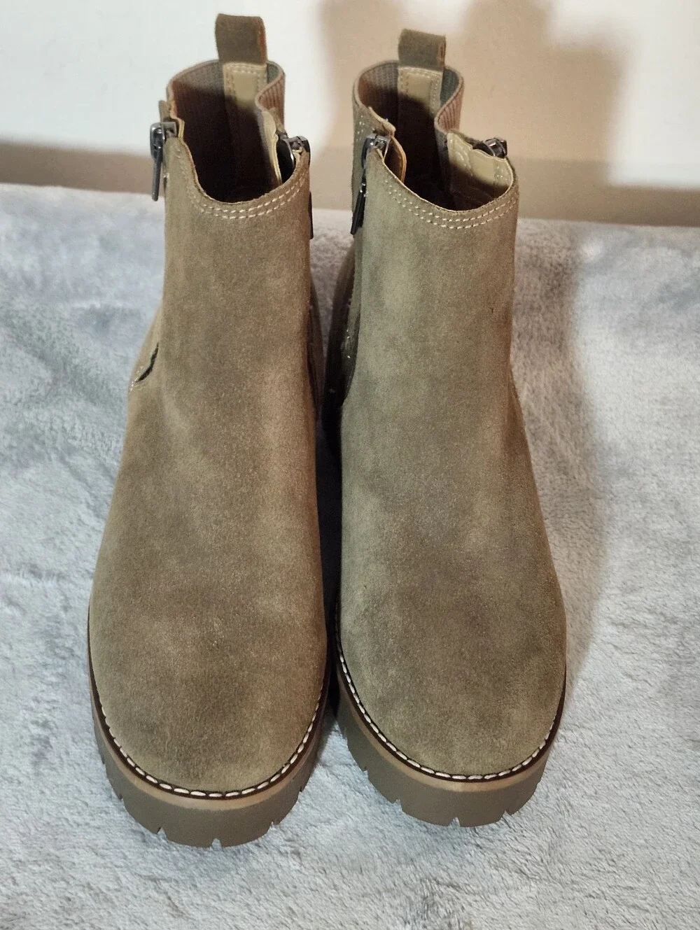 Blondo Damaris Waterproof Suede Booties Color: Taupe, Size: 6.5